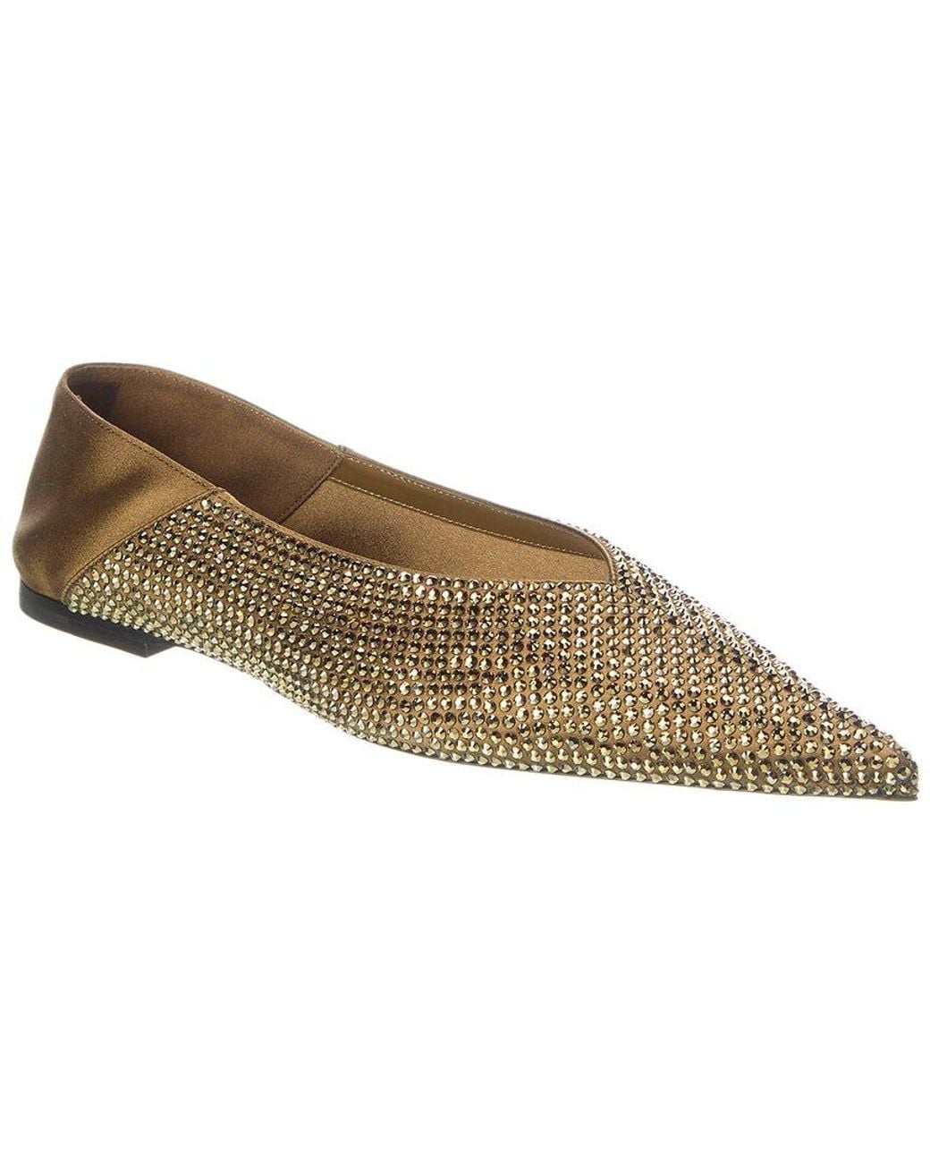 Saint Laurent Brown Nour Crystal Embellished Wool & Silk Flat