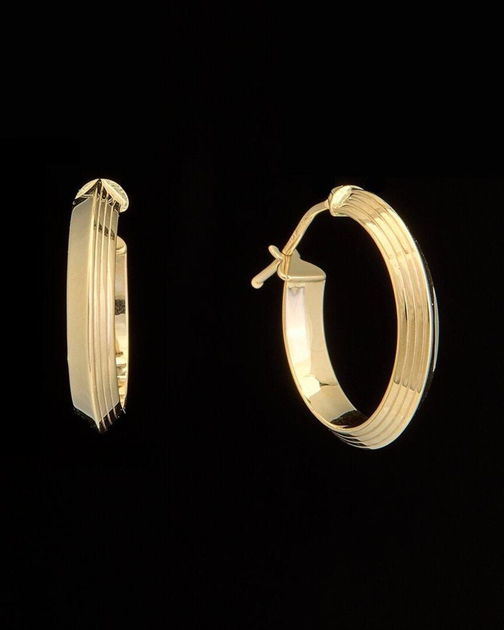 Italian Gold Black 14k Knife Edge Hoops