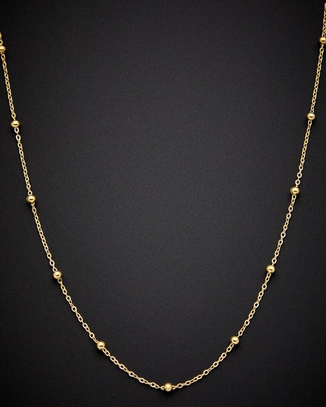Italian Gold Black 14k Bead Station Necklace