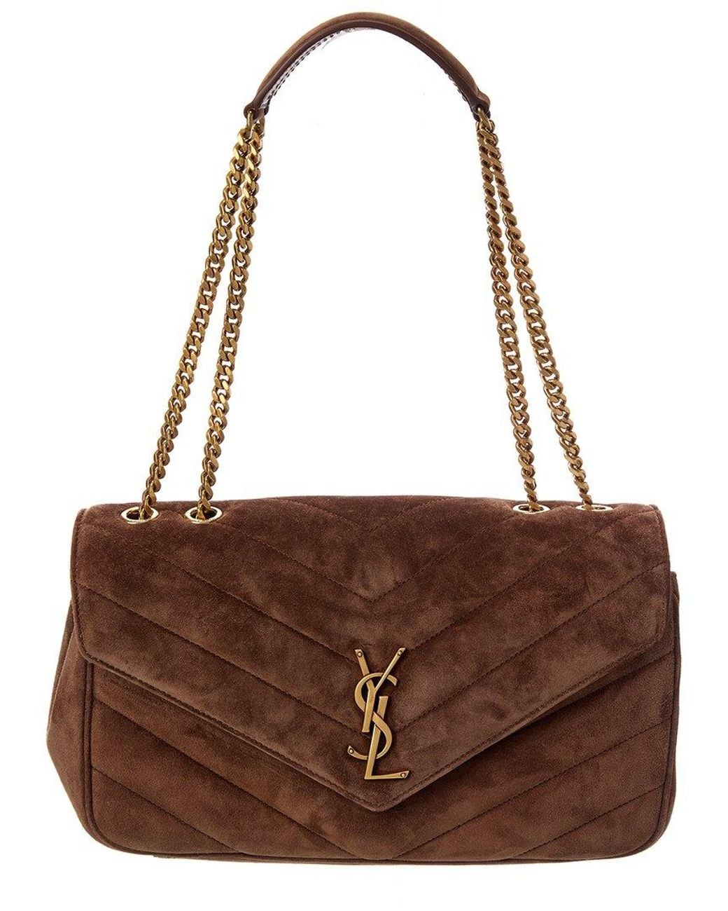 Saint Laurent Brown Loulou Medium Suede Shoulder Bag