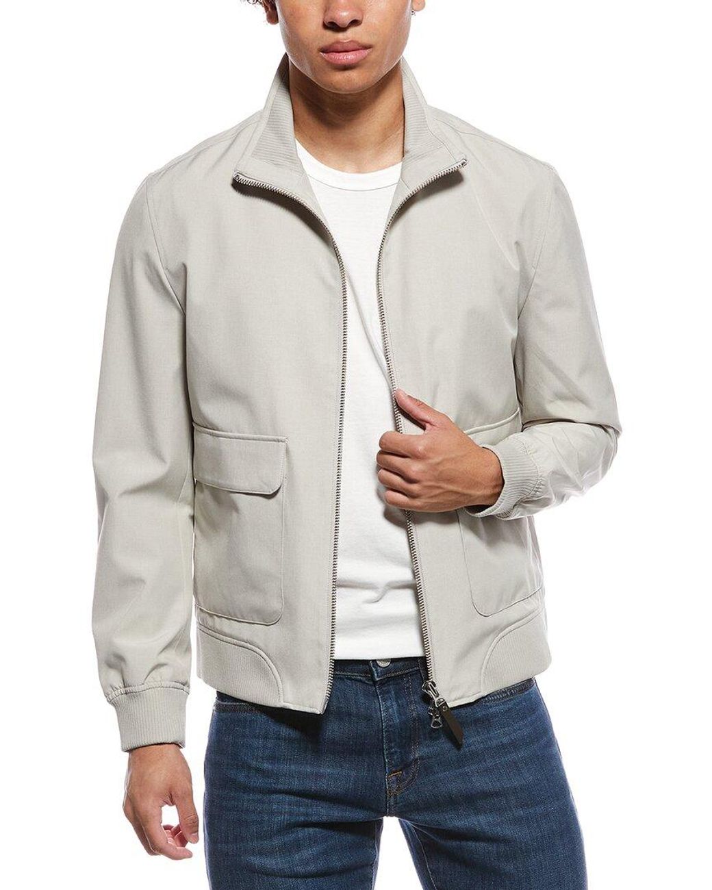 Reiss Gray Rufus Zip Through Funnel Casual Jacket for men