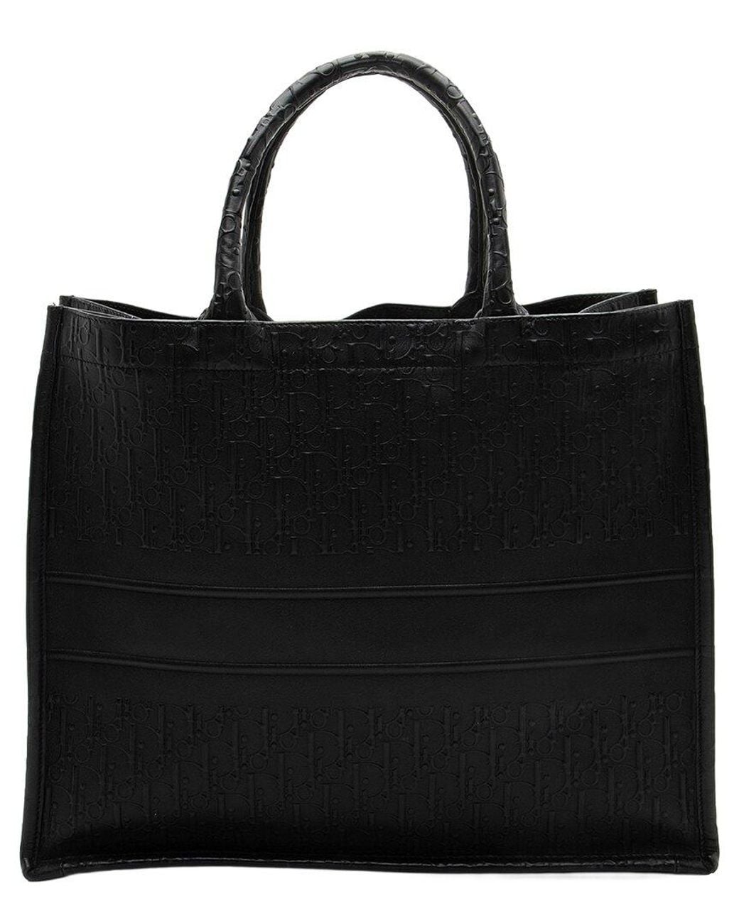 Dior Black Embossed Calfskin Oblique Large Book Tote (Authentic Pre-Loved)