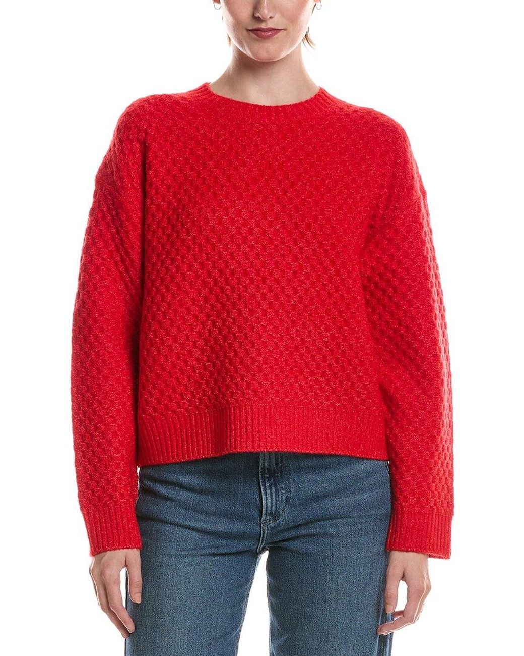 Michael Stars Red Sophia Honeycomb Stitch Sweater
