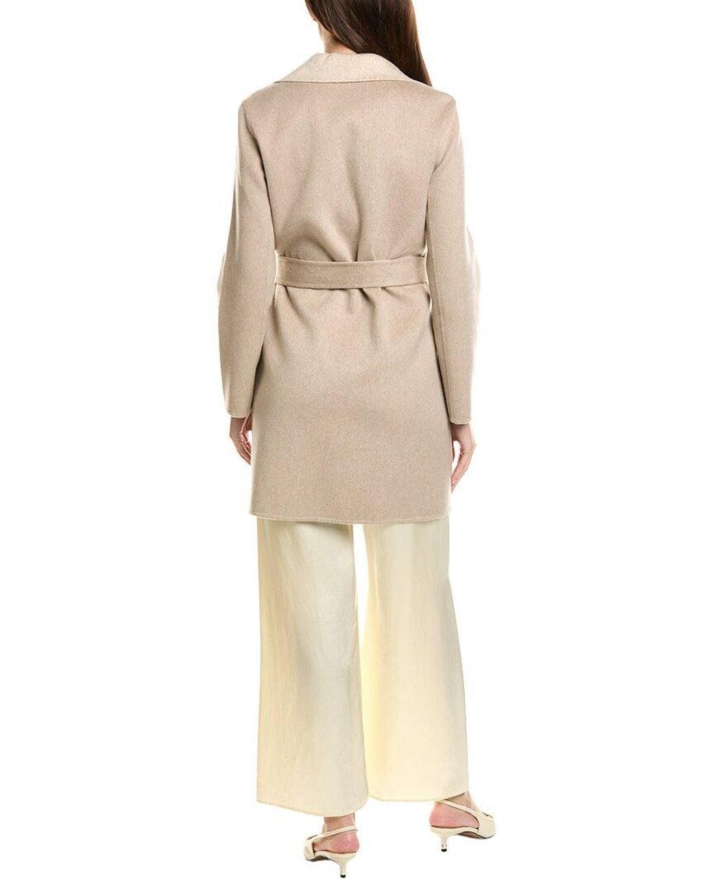 Sofiacashmere Natural Sofiacashmere Doubleface Notch Lapel Wool & Cashmere-Blend Coat