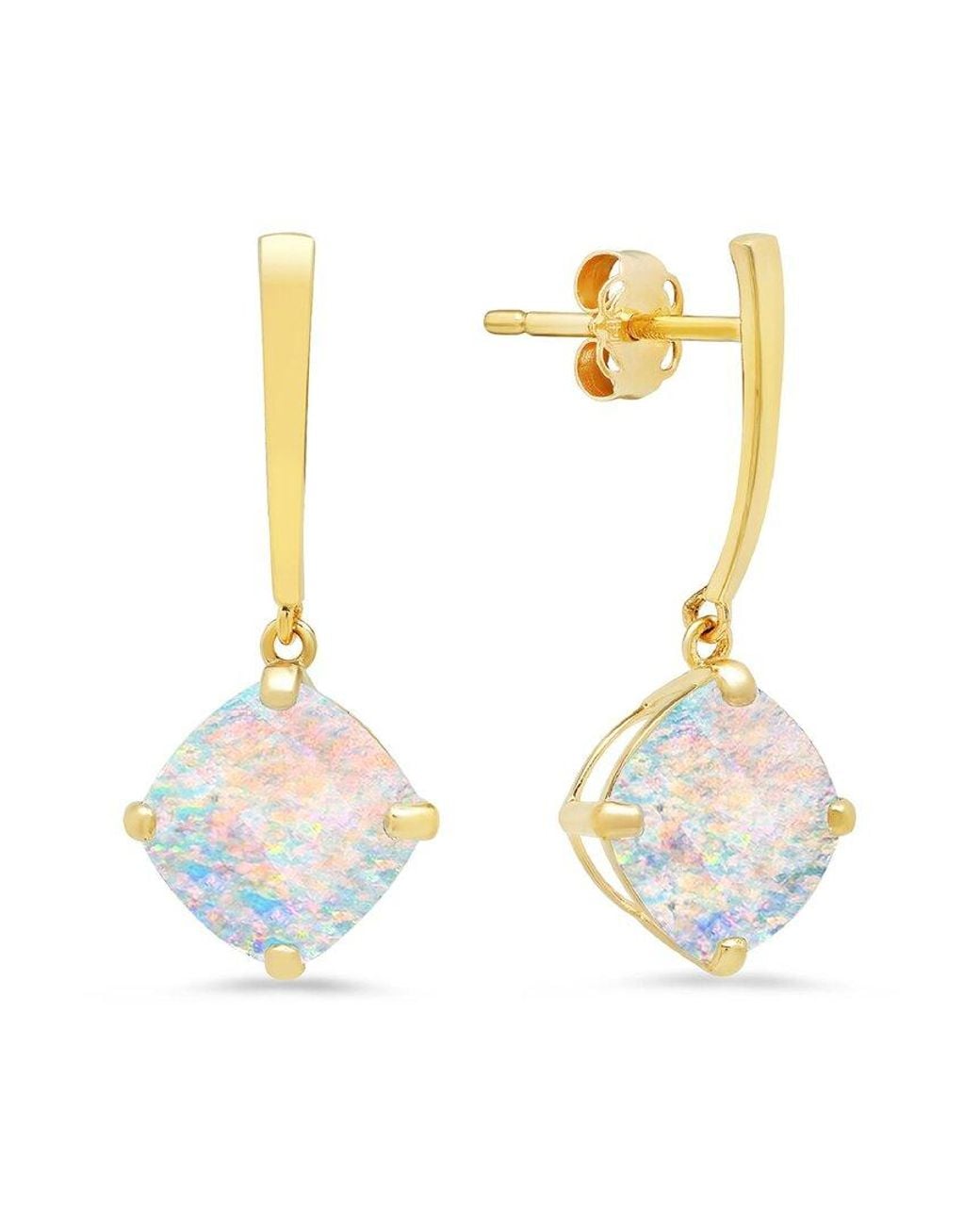 MaxColor Metallic 14k 0.75 Ct. Tw. Lab-grown Opal Drop Earrings