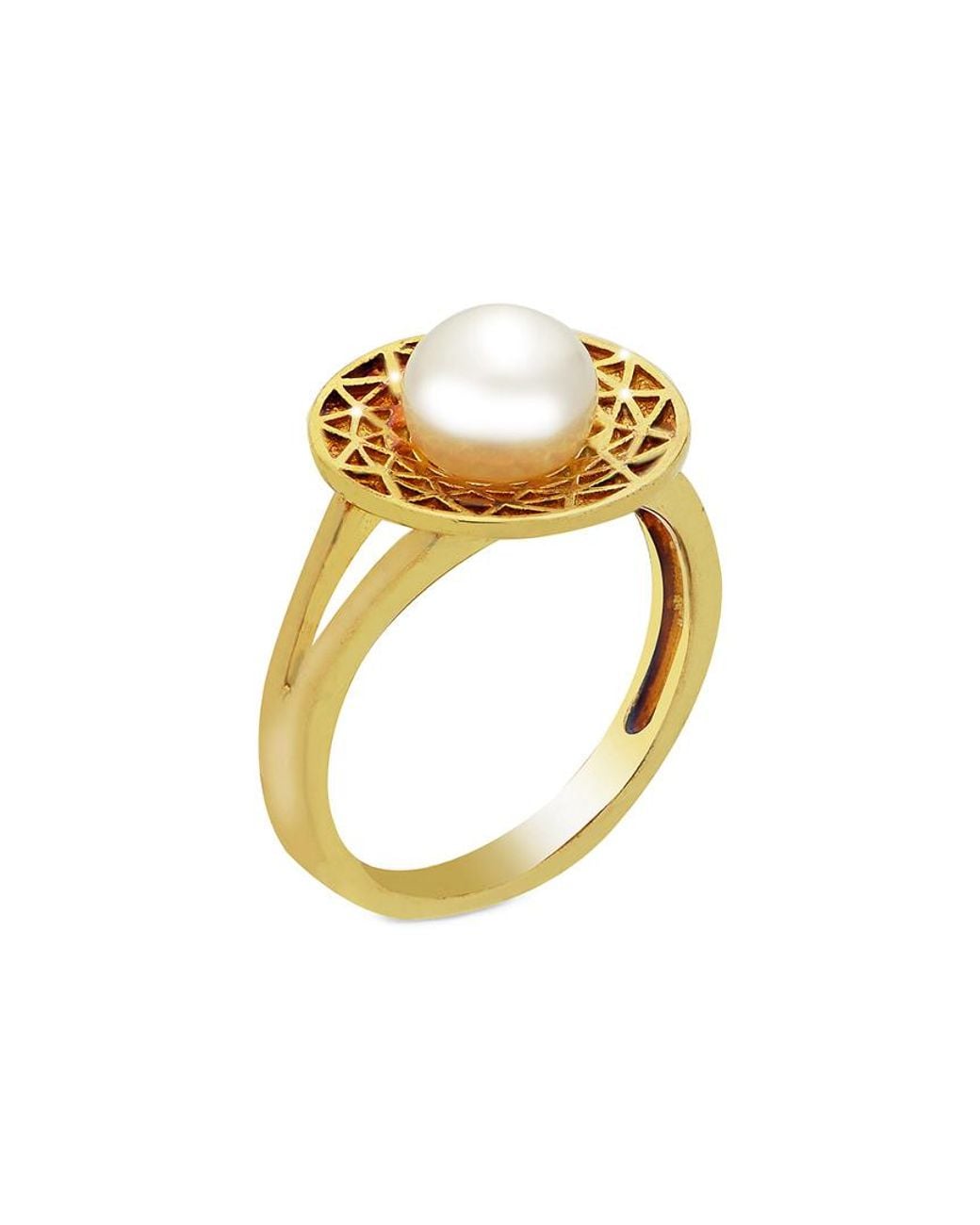 Pearls Metallic Imperial Gold Over Silver 7-7.5mm Freshwater Pearl Ring