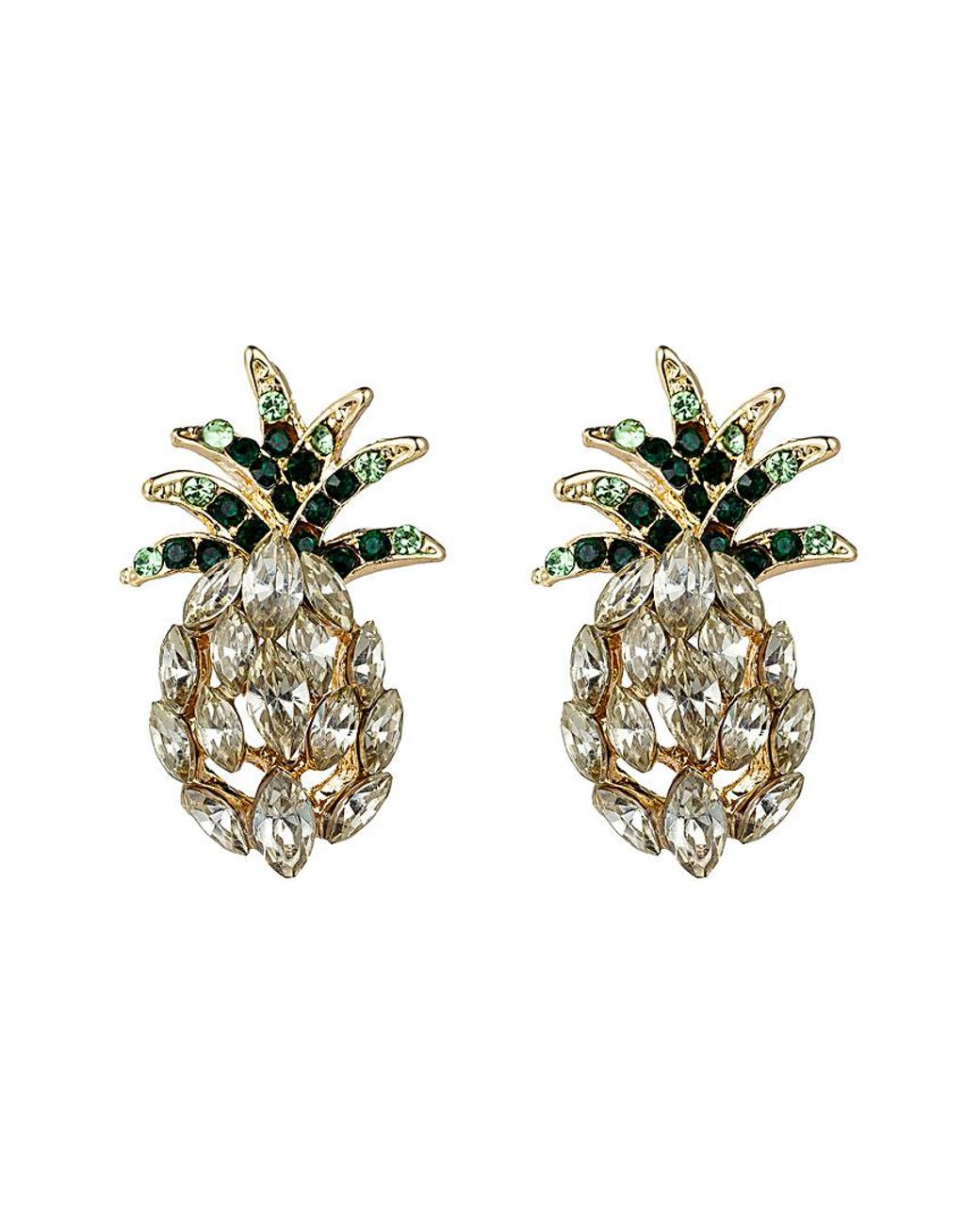Eye Candy LA Metallic 18k Plated Crystal Yellow Pineapple Studs