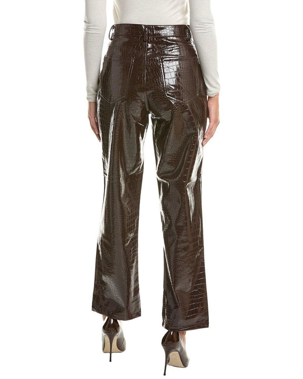 Current/Elliott Brown Faux Leather Animal Embossed Straight Pant