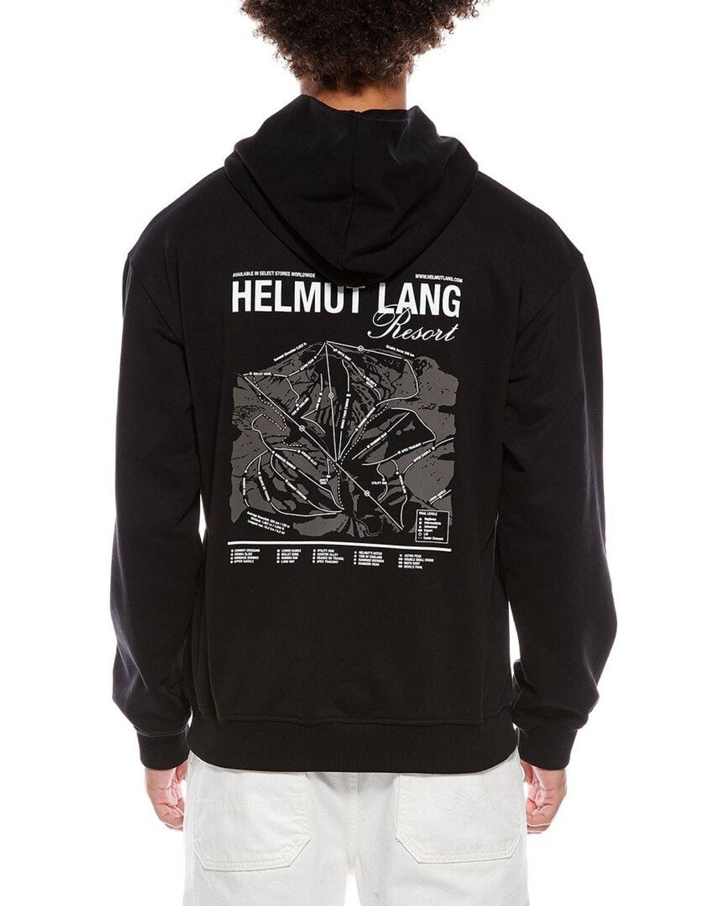 Helmut Lang Black Ski Map Hoodie for men