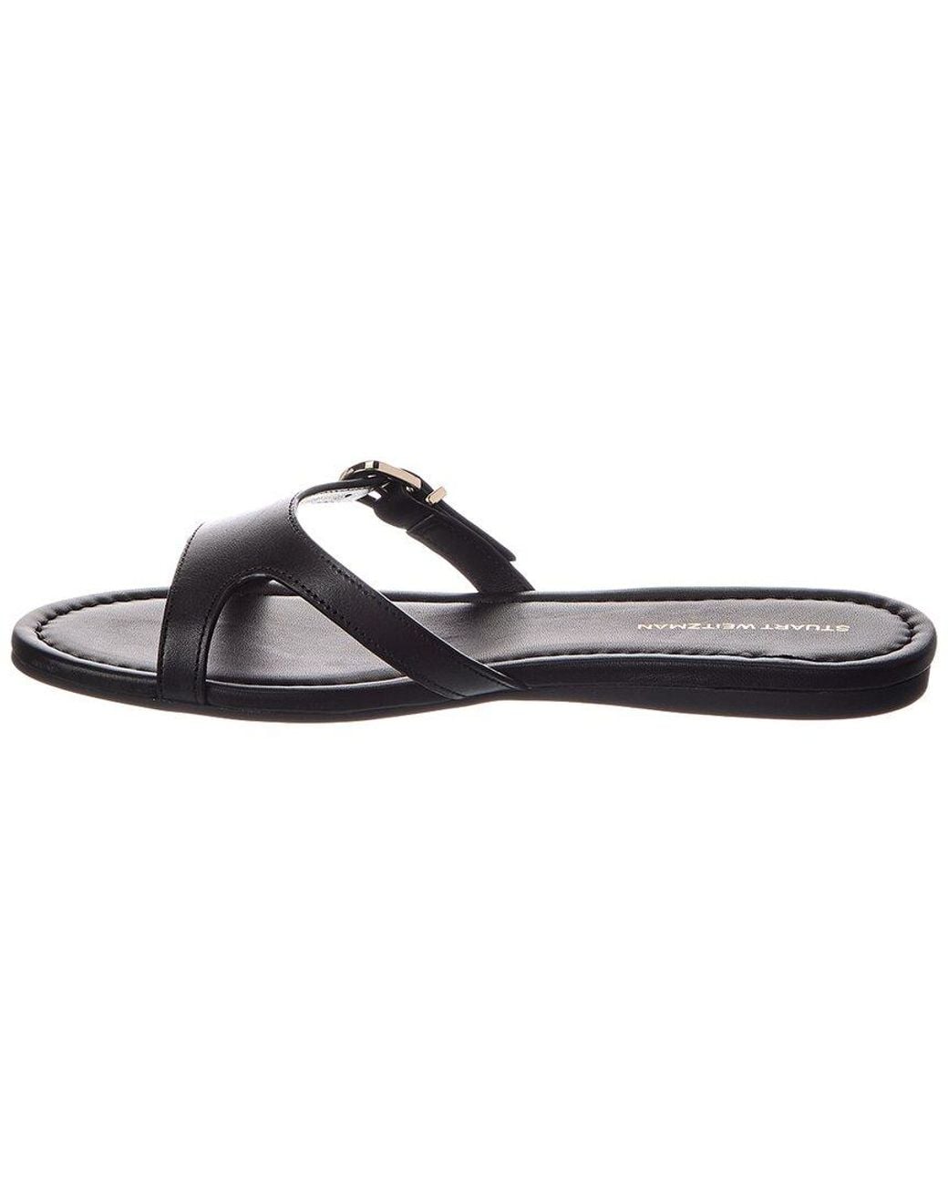 Stuart Weitzman Black Irene Leather Sandal