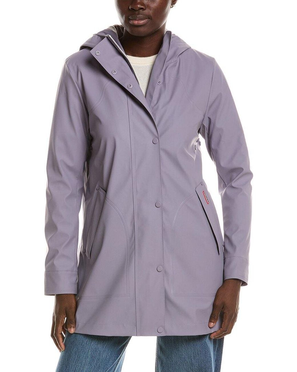 Hunter Purple Acacia Rubberized Mid Length Rain Jacket