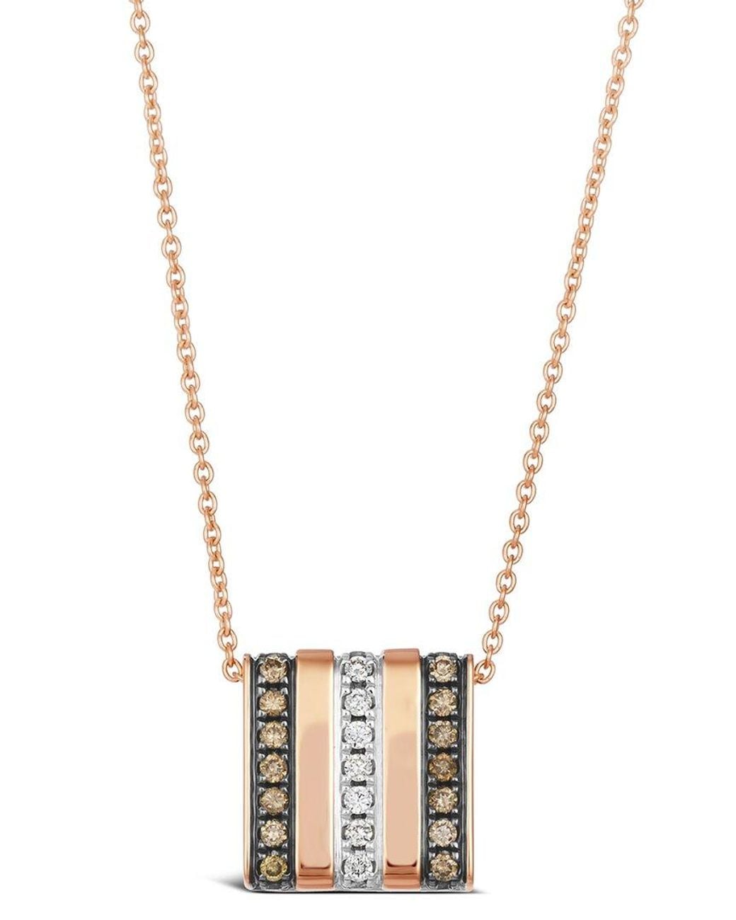 Le Vian Metallic Le Vian Chocolate & Strawberry 14K Rose 0.19 Ct. Tw. Diamond Pendant Necklace