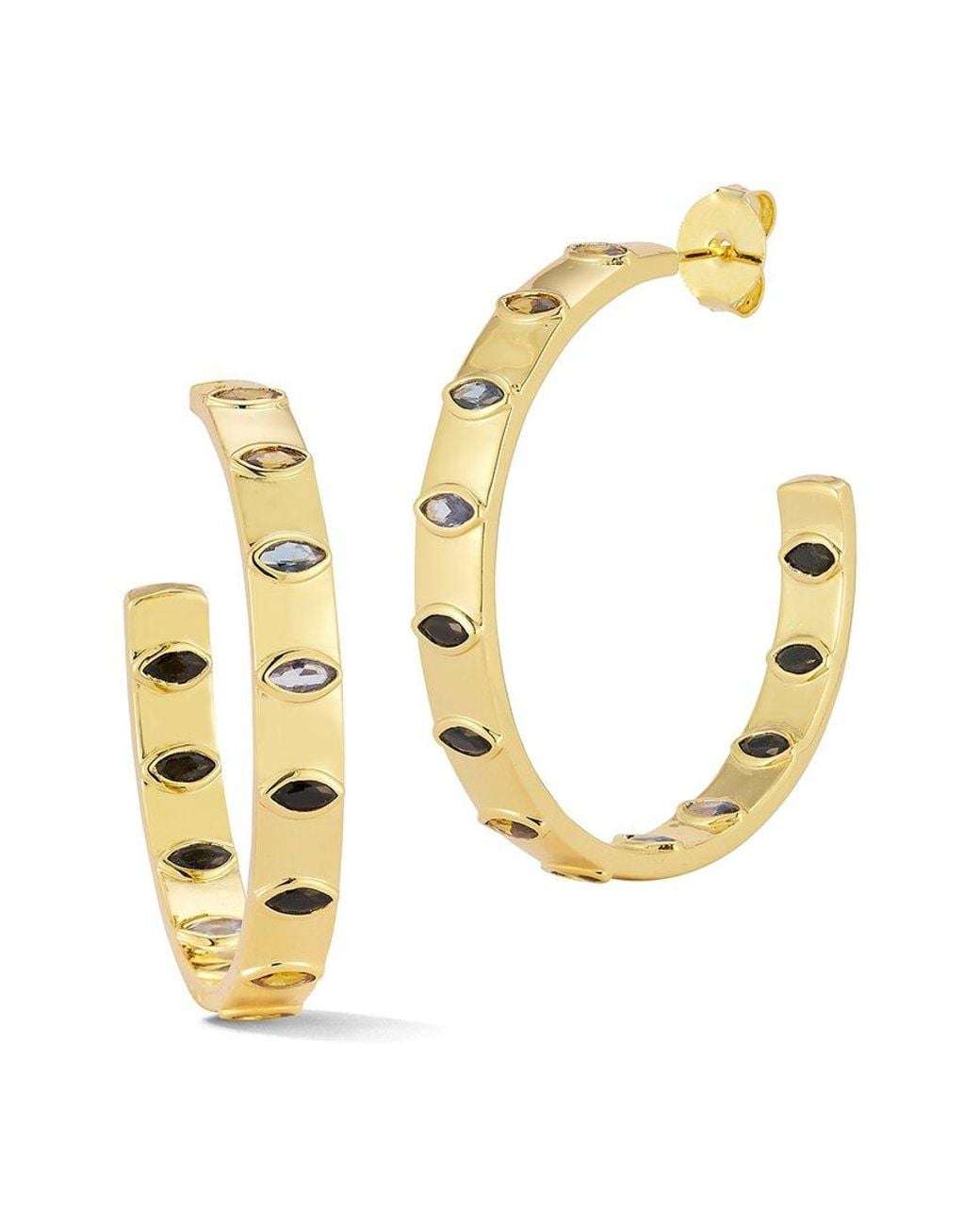 Chloe and Madison Metallic Jewelry 18K Plated Cz Ombre Hoops