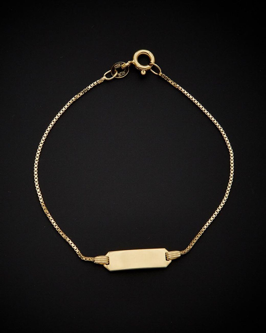 Italian Gold Black 14K Box Link Id Bracelet