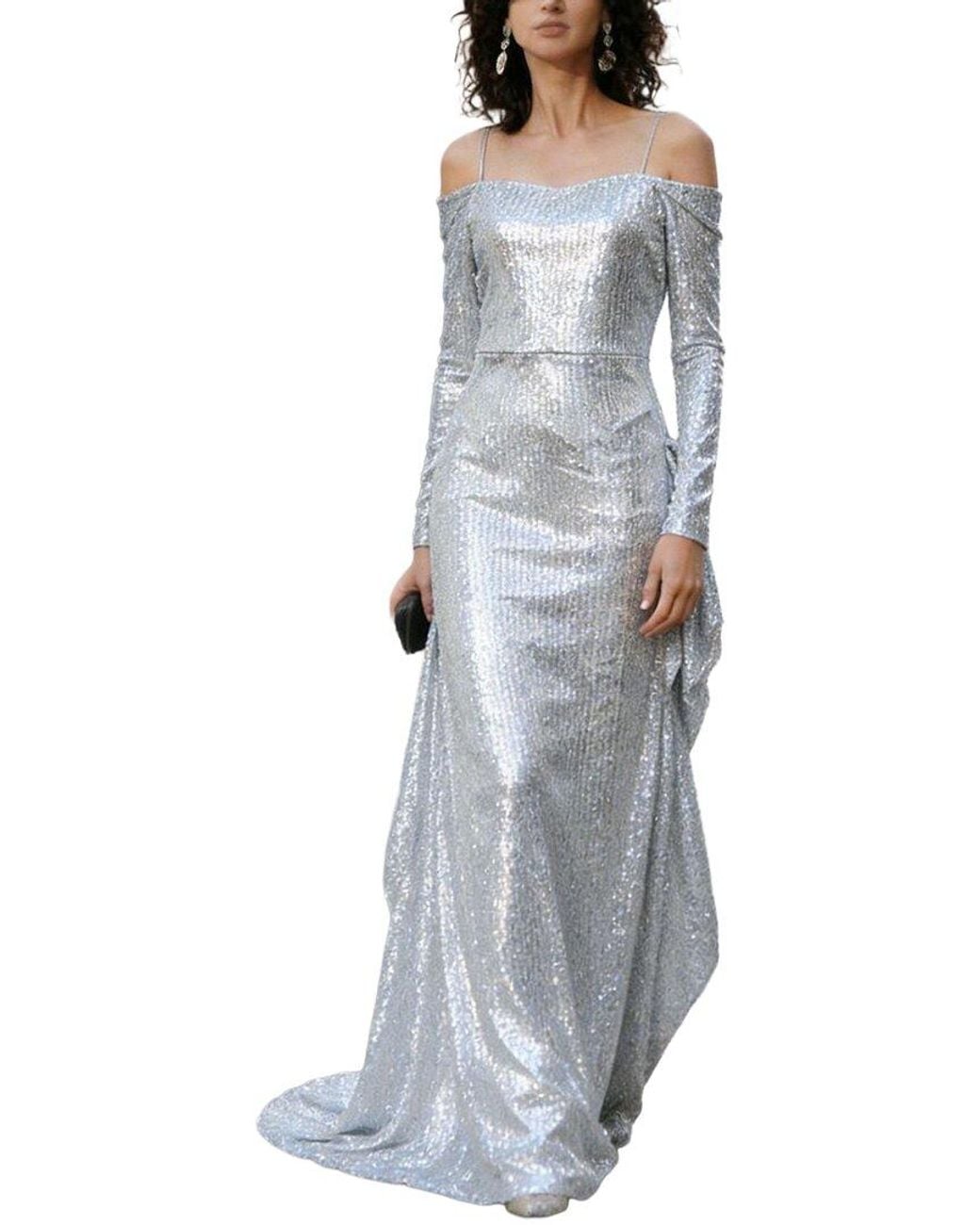 Vincent Gray Embellished Maxi Dress