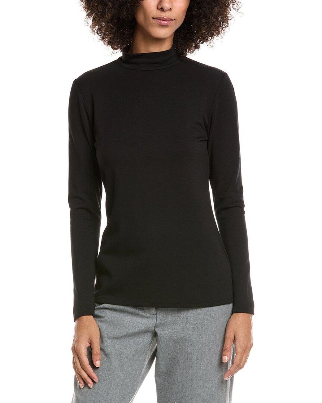 Lafayette 148 New York Black Mock Neck Top