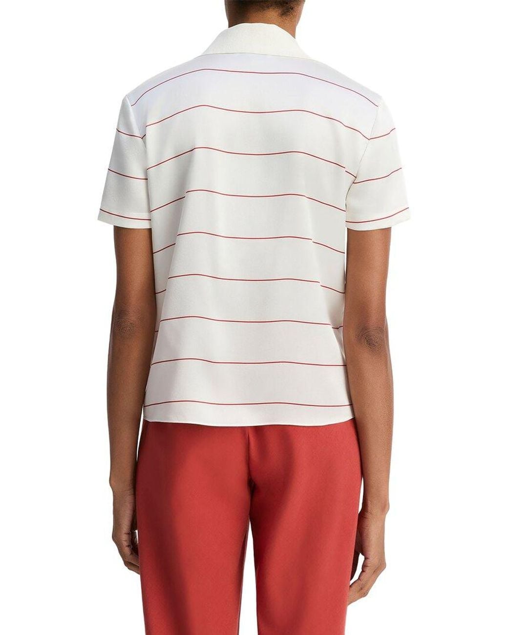 Vince White Knit Collar Stripe Polo Shirt