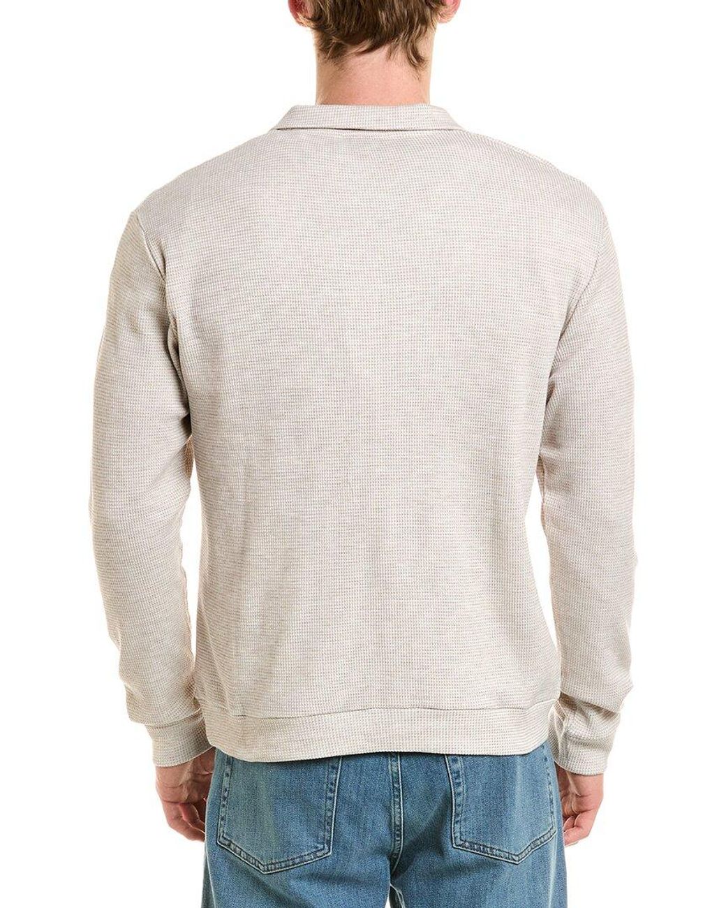 Reiss Gray Albery Waffle Half Zip Top for men
