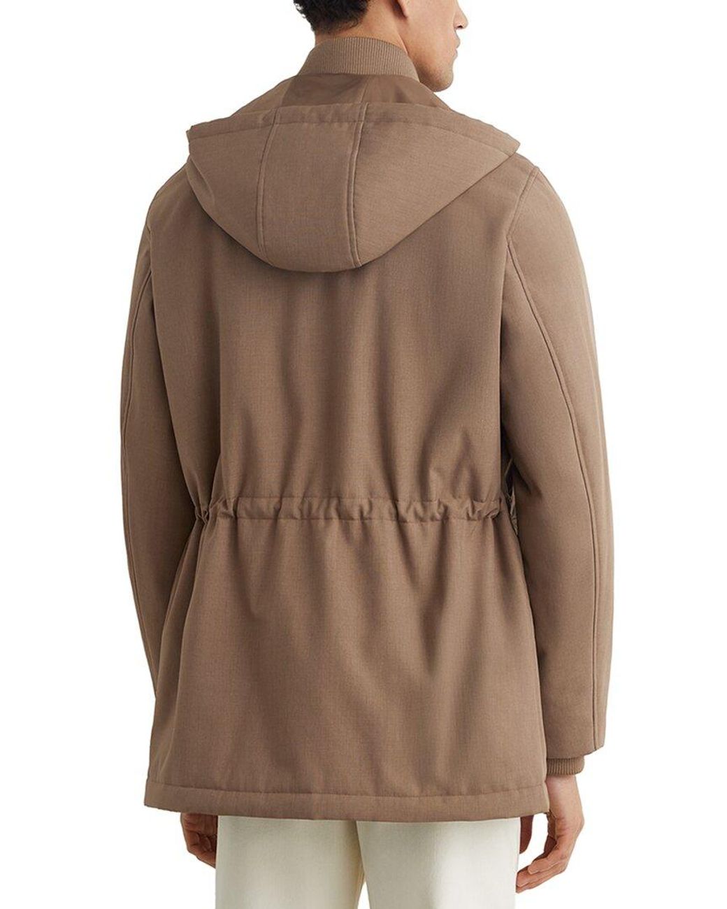 Reiss Brown Lord Hooded Zip Through P Casual Jacket for men