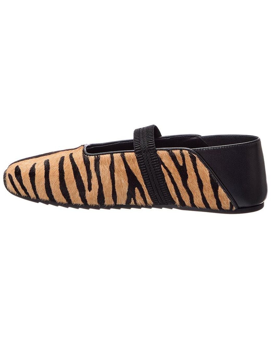 Fendi Brown Academia Haircalf & Leather Ballerina Flat
