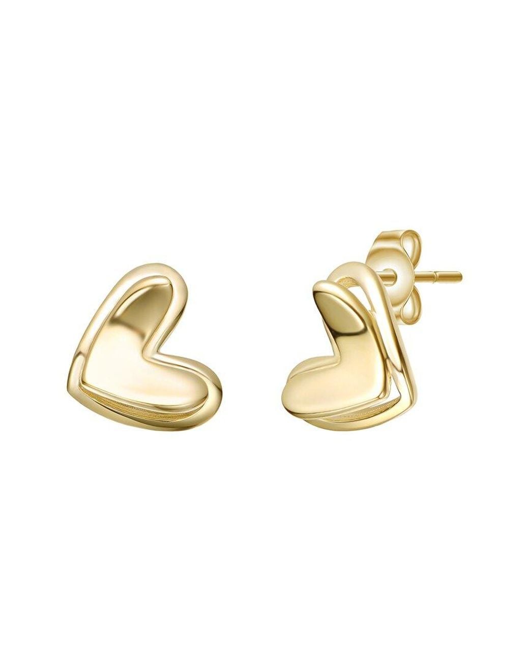 Rachel Glauber Metallic 14K Plated Heart Earrings