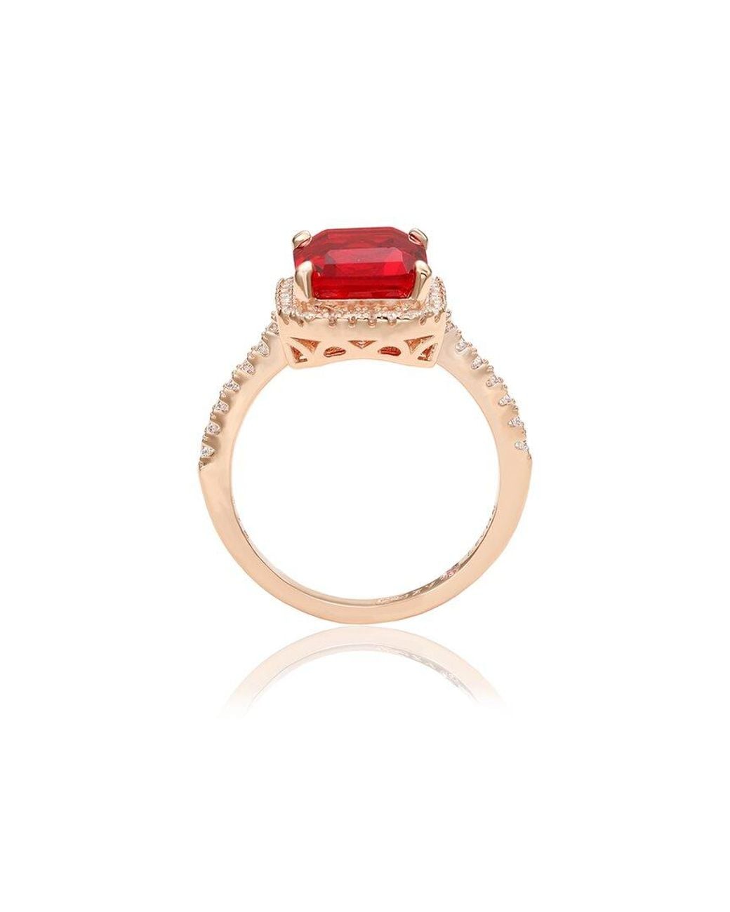 Suzy Levian Pink Silver Cz Ring