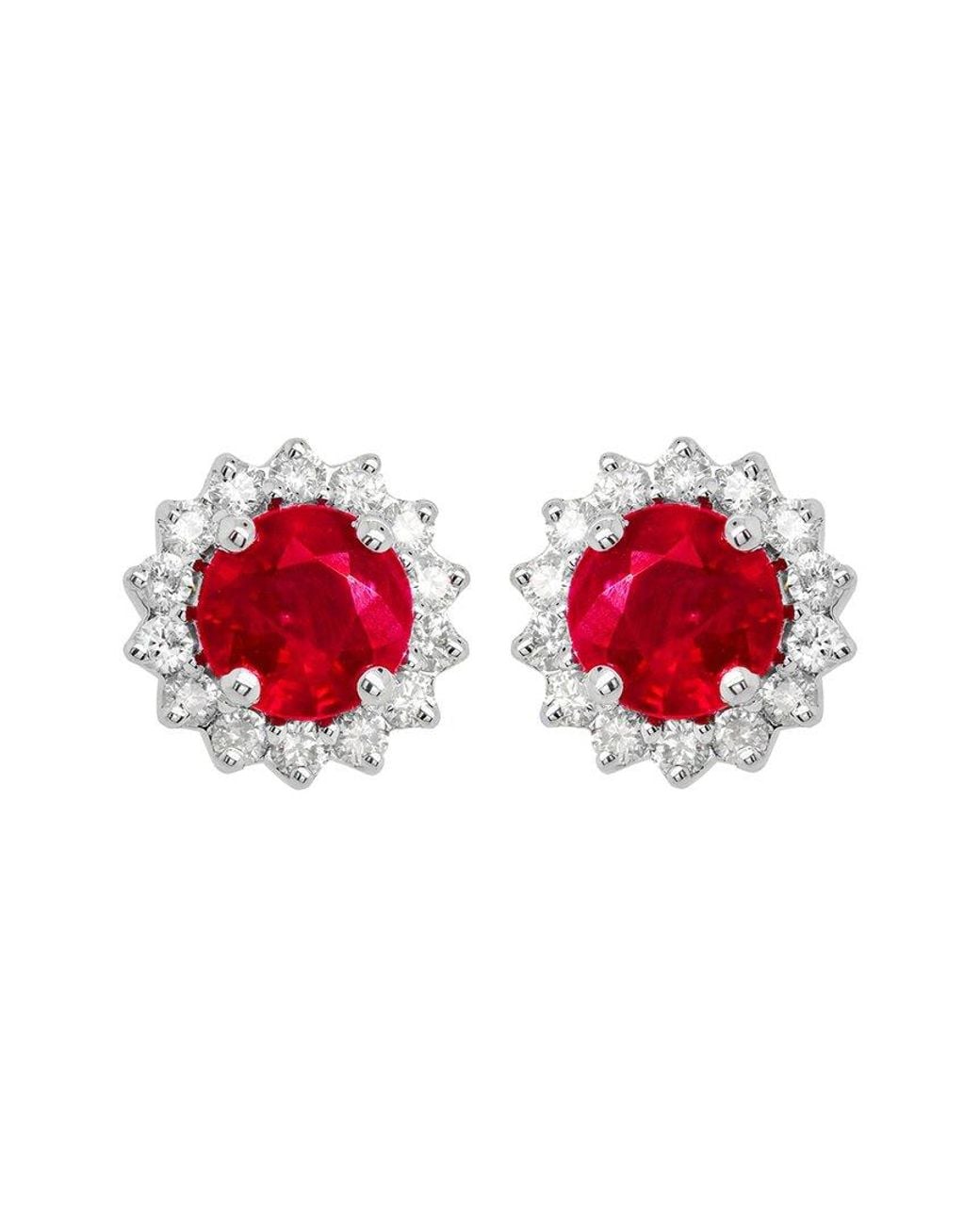Diana M Red 14k 0.13 Ct. Tw. Diamond Earrings