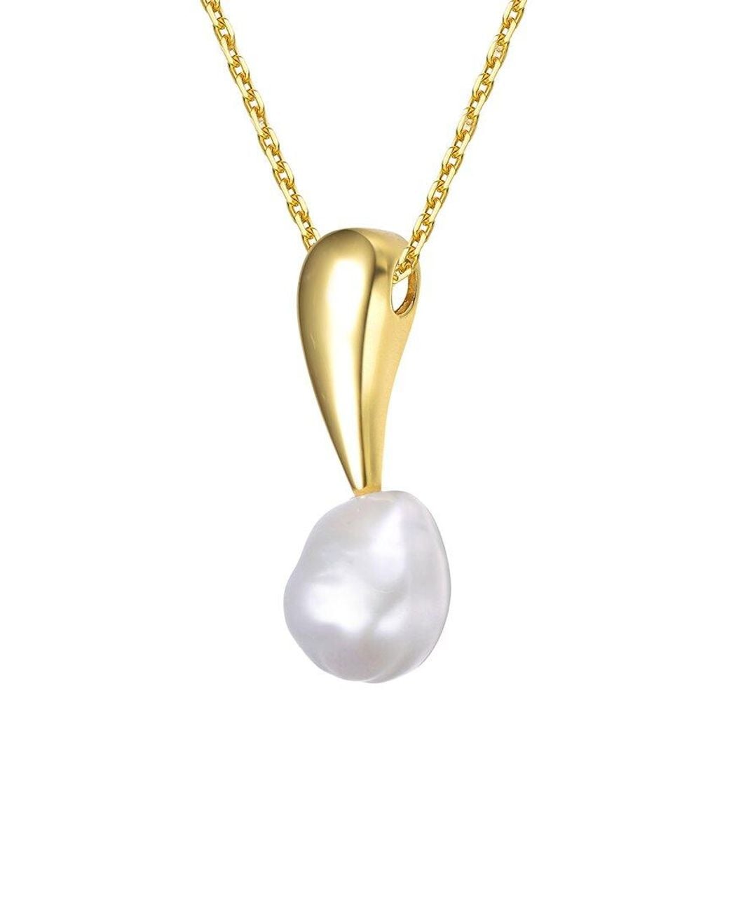 Rachel Glauber Metallic 14k Over Silver Pearl Pendant Necklace