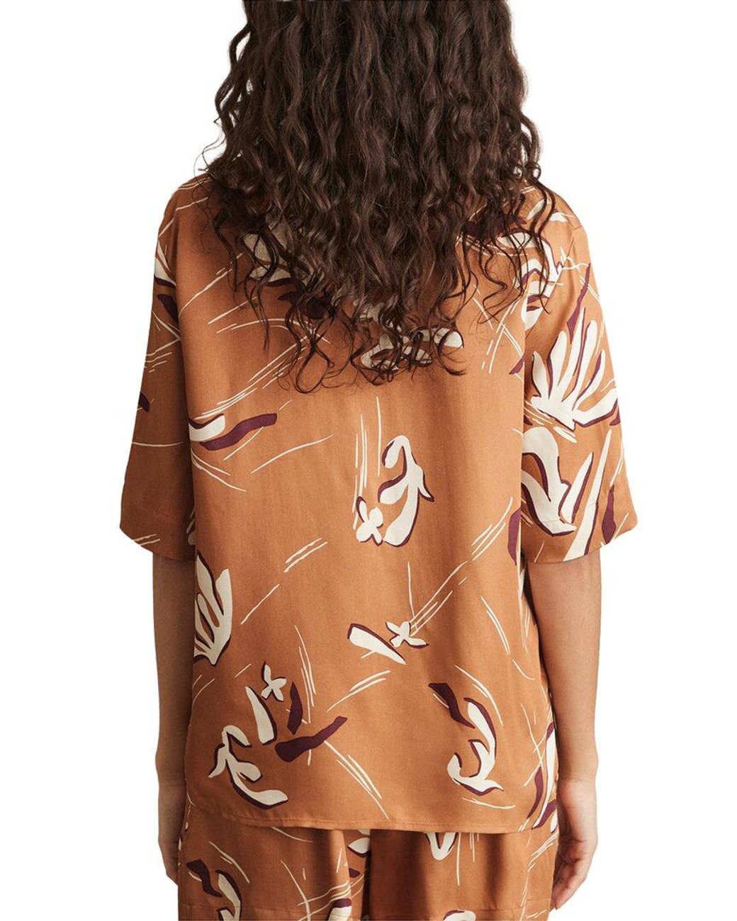 Reiss Brown Sandy Floral Print Top