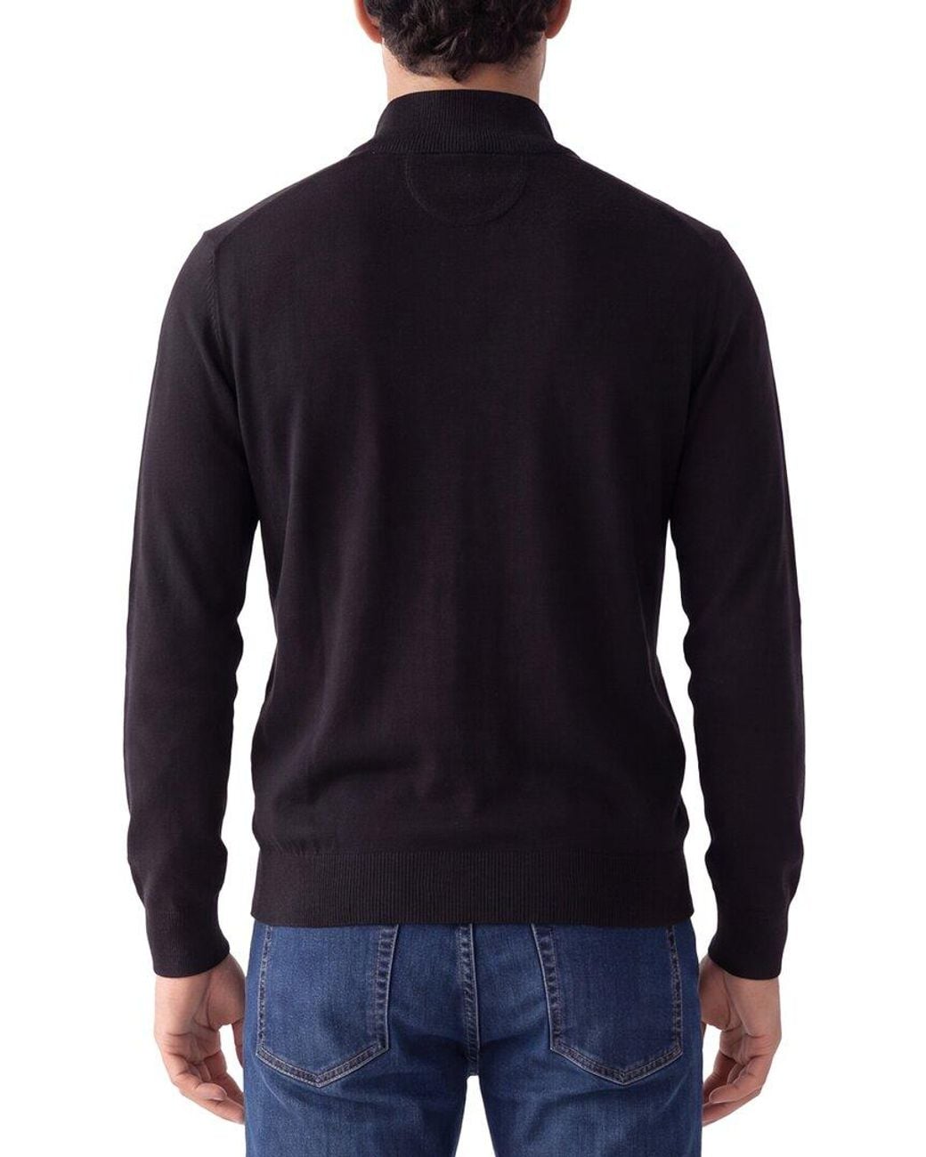 Raffi Black Jersey 1/4-Zip Mock Neck Sweater for men