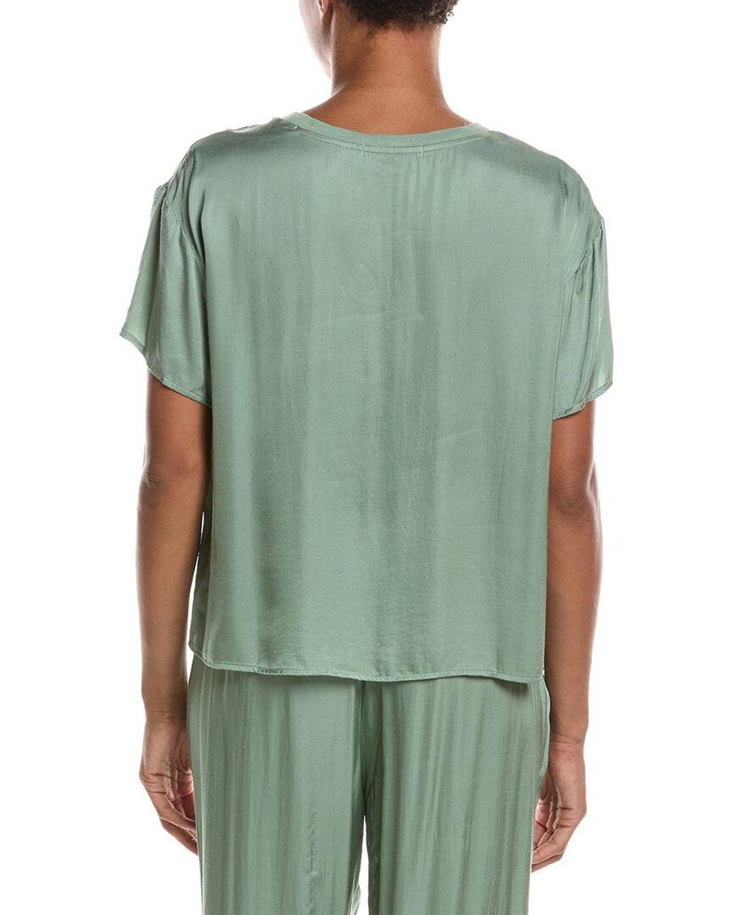 PERFECTWHITETEE Green Delphine Luxe Satin Crewneck T-shirt