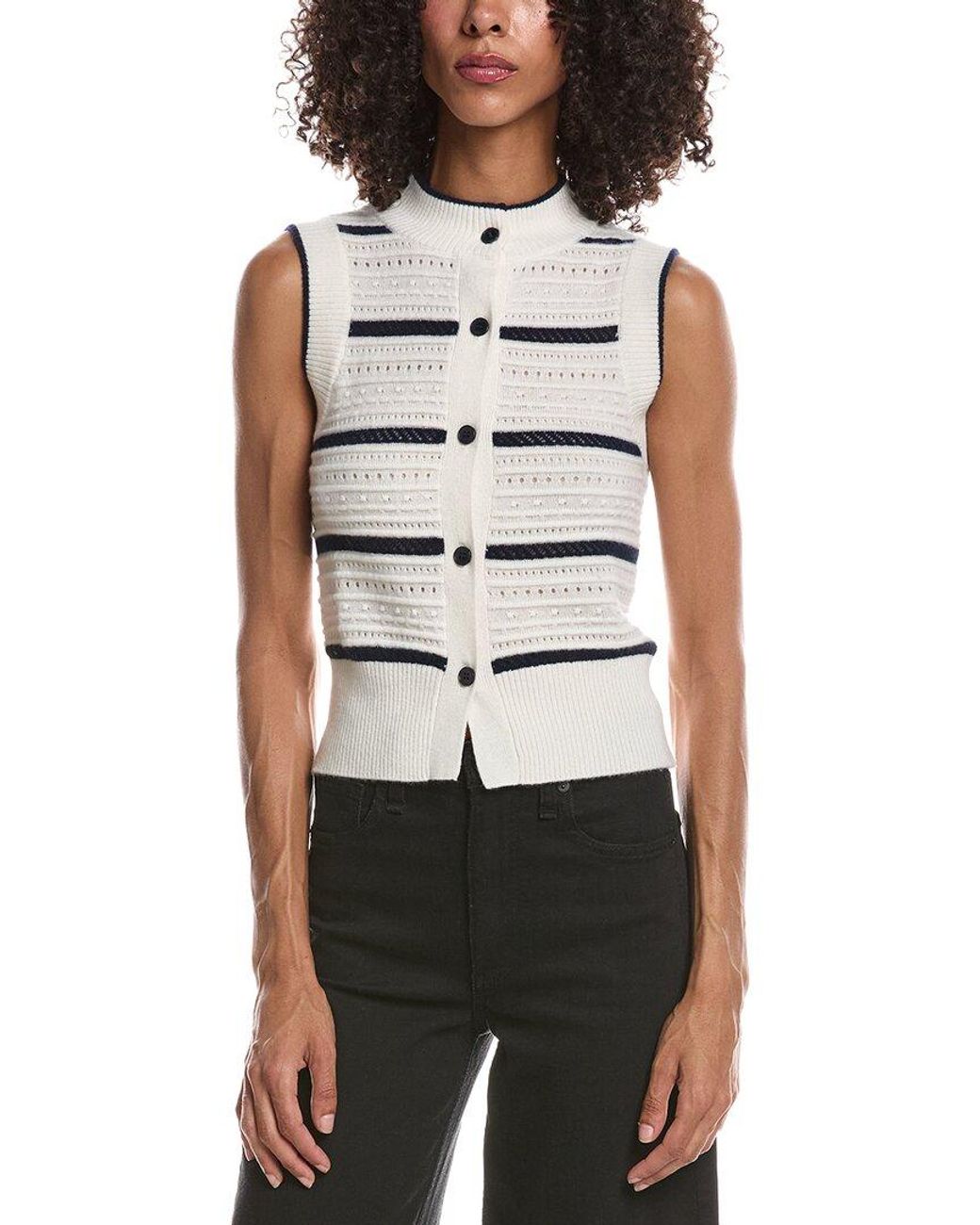 Brodie Cashmere Natural Brodie 100% Cashmere Textured Taylor Tank Top