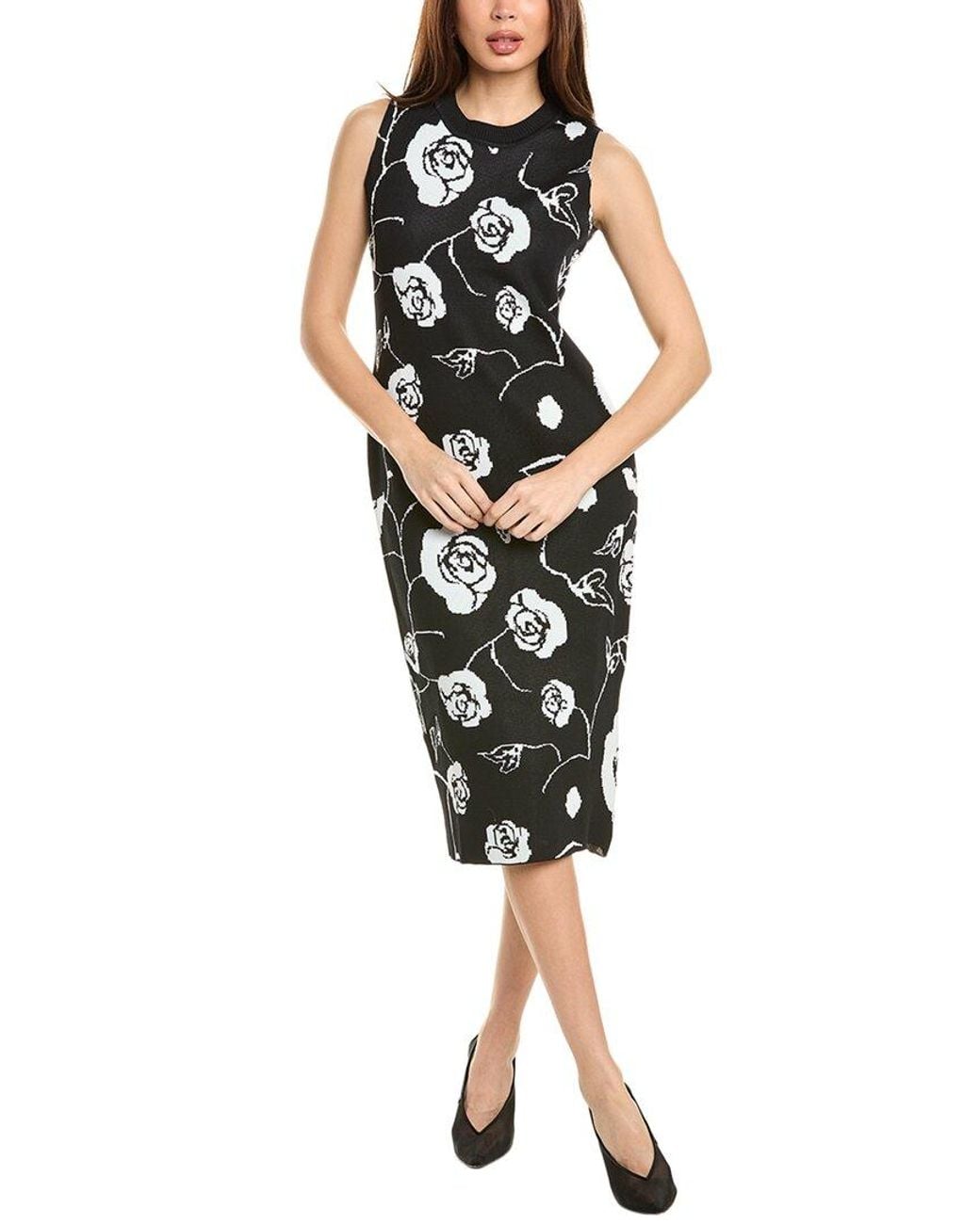 Gracia Black Fitted Midi Dress