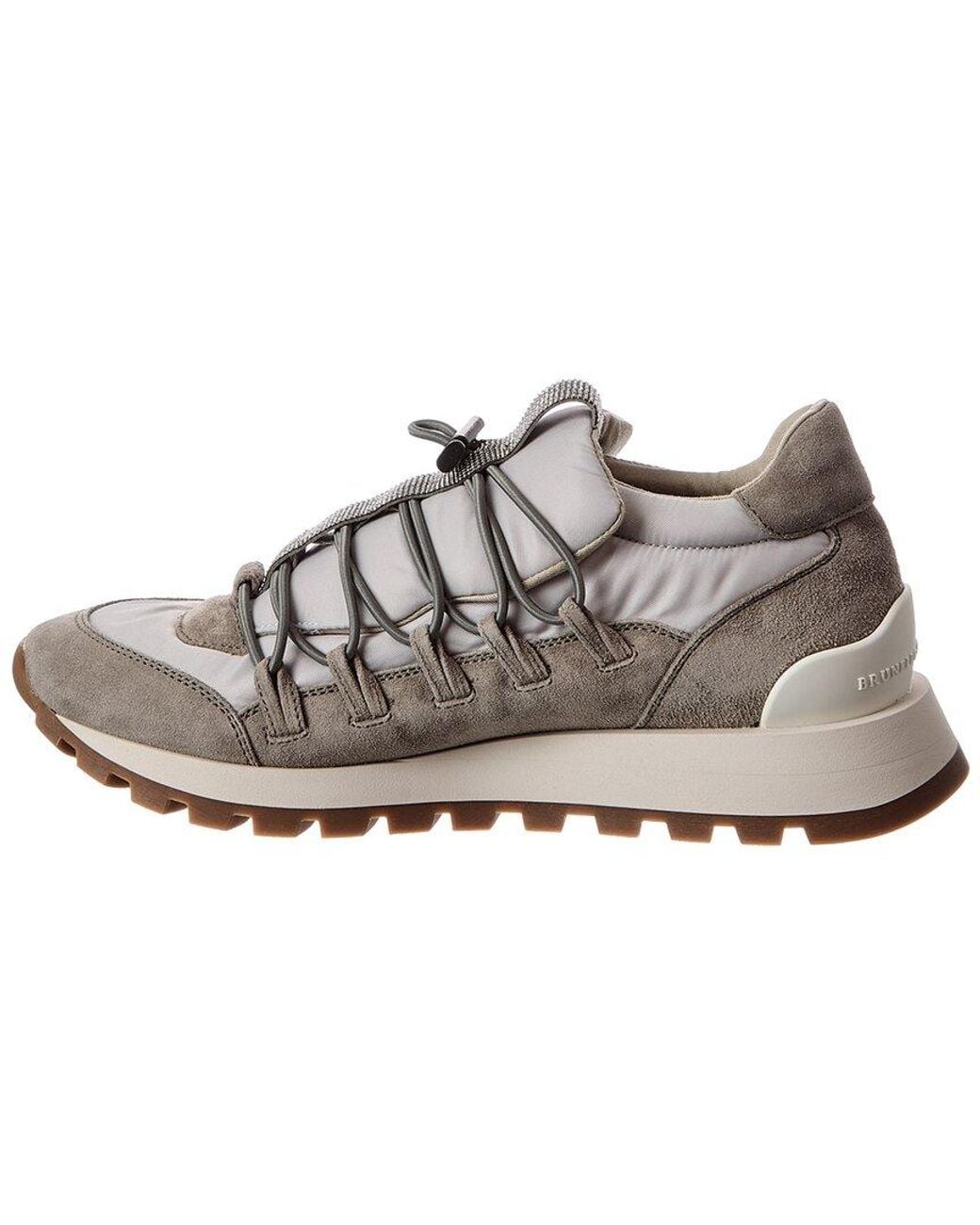 Brunello Cucinelli Gray Canvas & Suede Sneaker