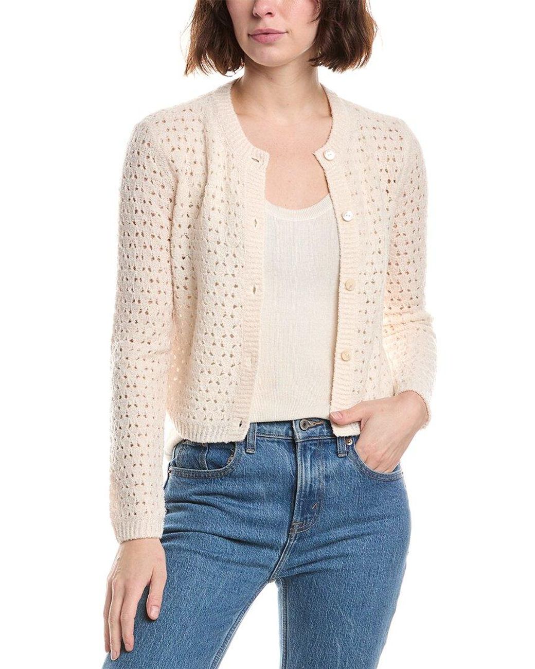 FRAME White The Chenille Wool-Blend Cardigan