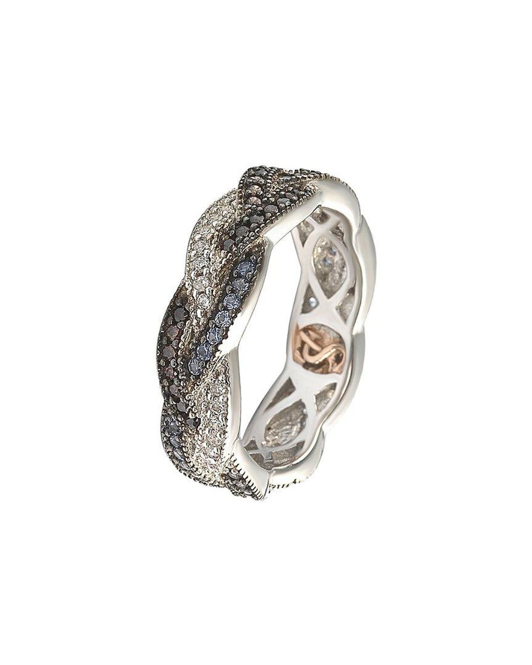 Suzy Levian White Silver Cz Eternity Ring