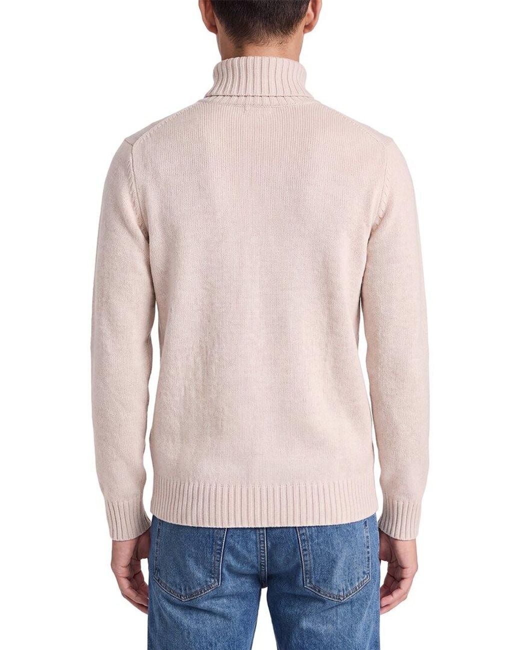 N.Peal Cashmere Blue Chunky 100% Cashmere Roll Neck Sweater for men
