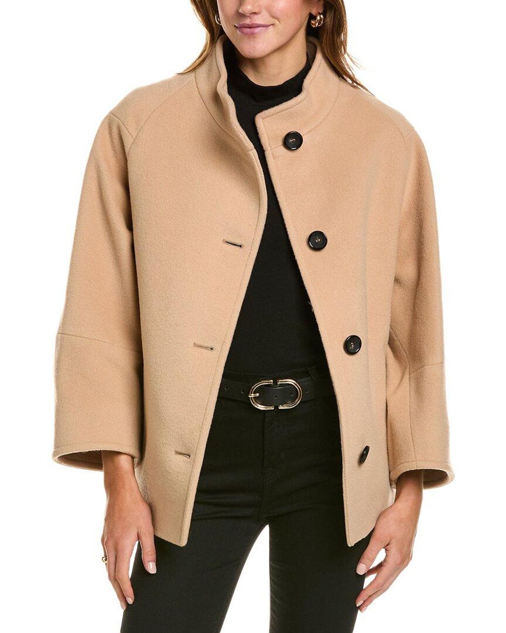 Cinzia Rocca Short Wool Blend Coat in Natural Lyst UK