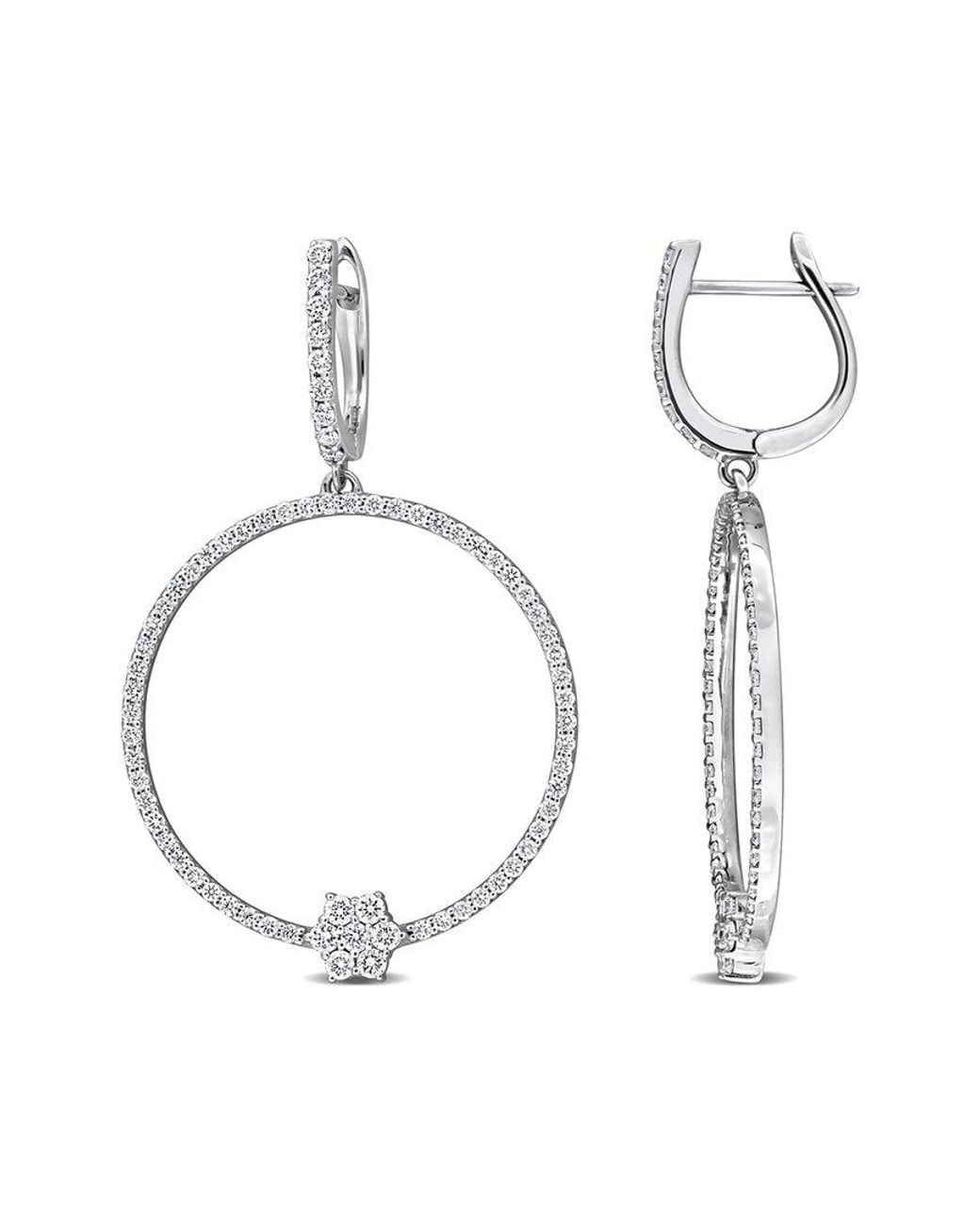 Rina Limor White 14k 0.91 Ct. Tw. Diamond Hoop Earrings