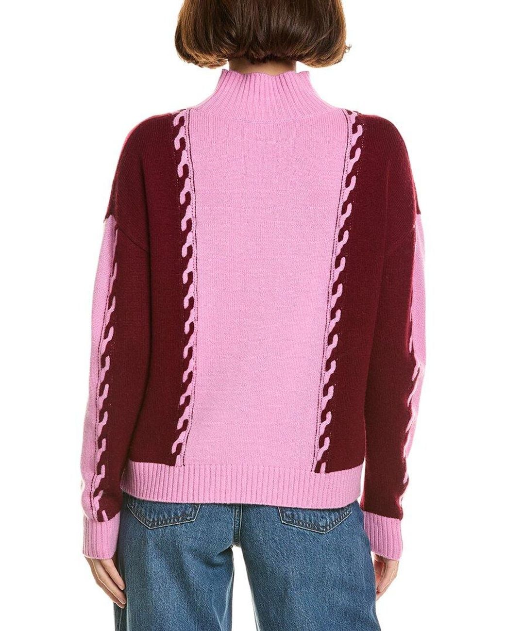 InCashmere Red Mock Neck Wool & Cashmere-Blend Pullover