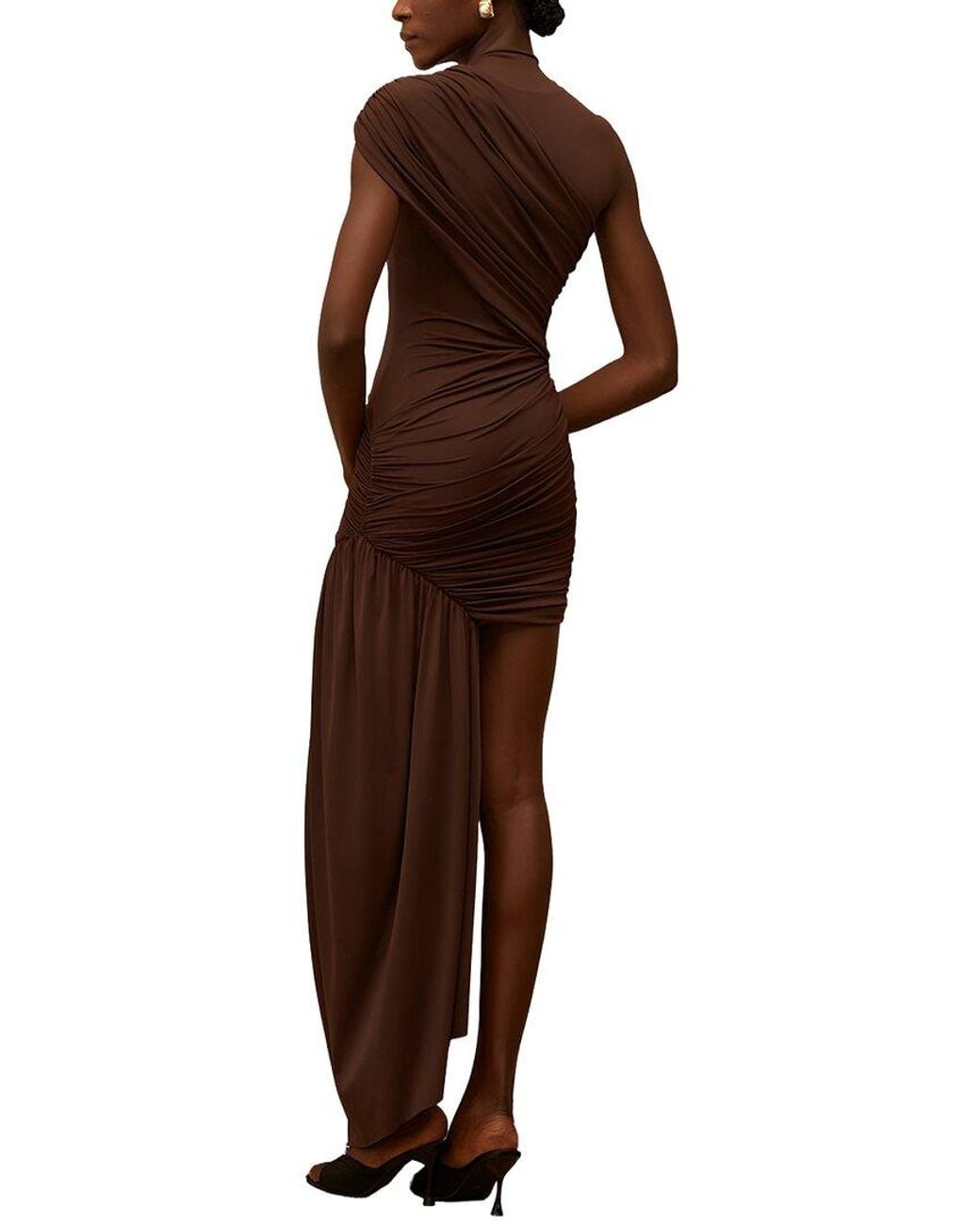 LEBRIN ATELIER Brown Solid Mini Dress