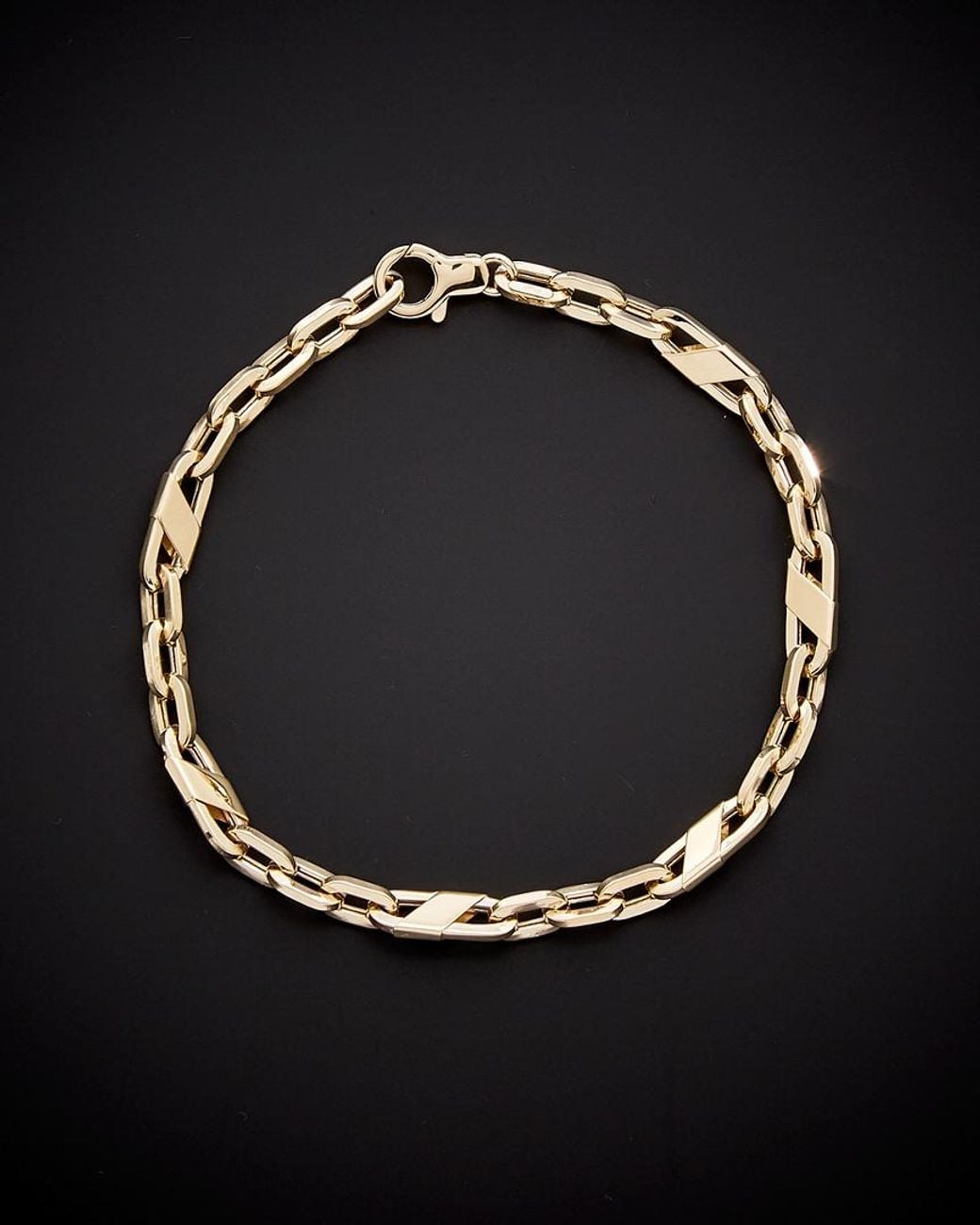 Italian Gold Black 14k Fancy Mariner Link Bracelet for men
