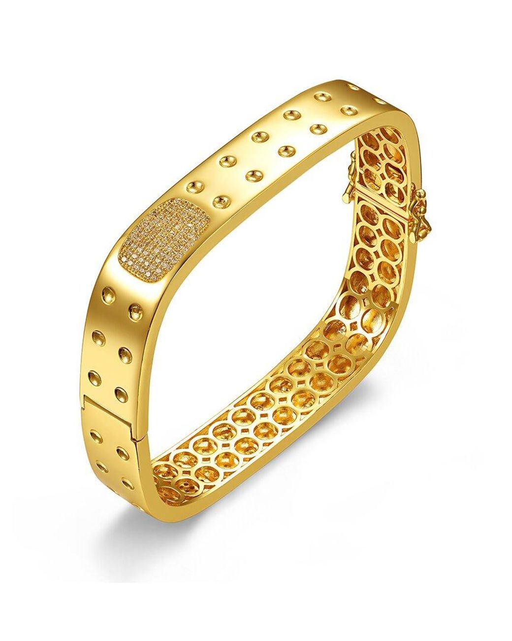 Rachel Glauber Metallic 14K Plated Cz Square Bangle Bracelet