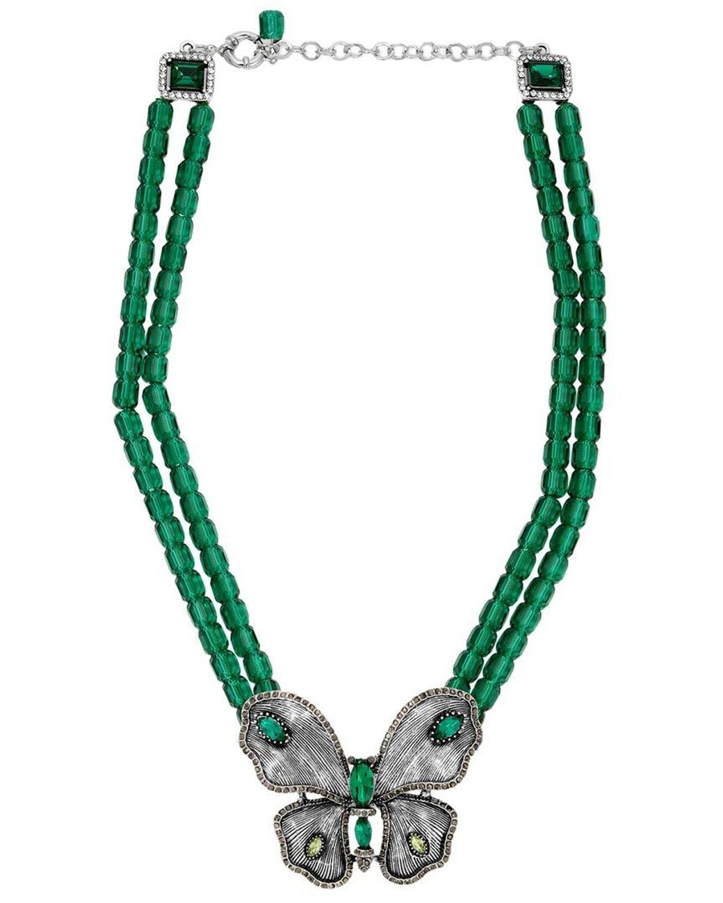 Eye Candy LA Green Azura Beaded Statement Bib Necklace