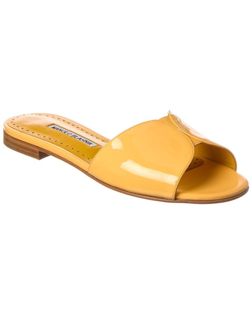 Manolo Blahnik Yellow Houramu Patent Sandal