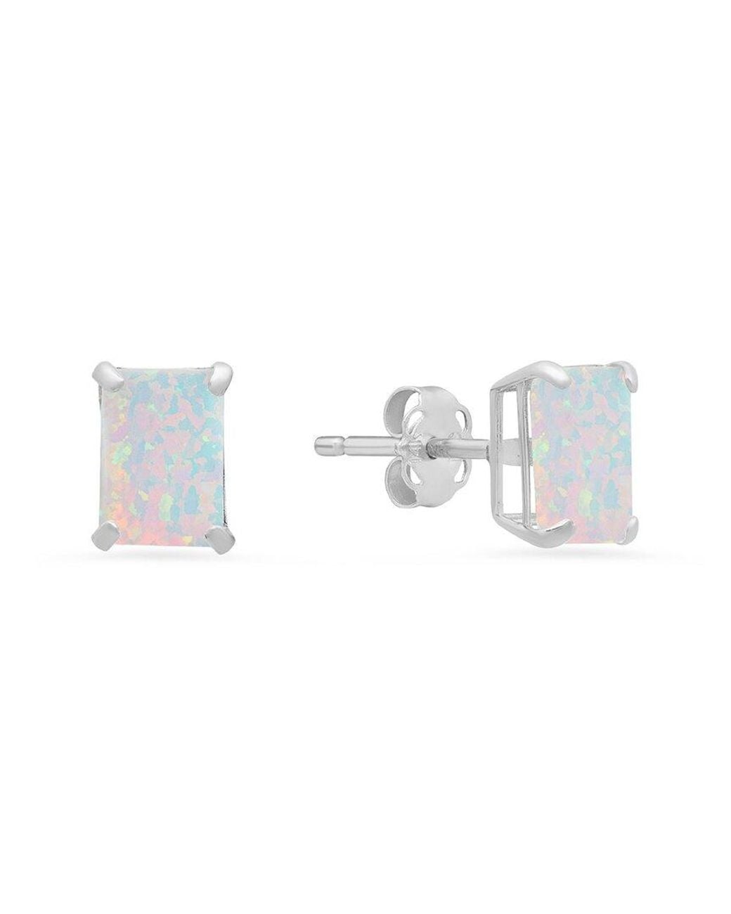 MaxColor White 14k 0.90 Ct. Tw. Lab-grown Opal Studs