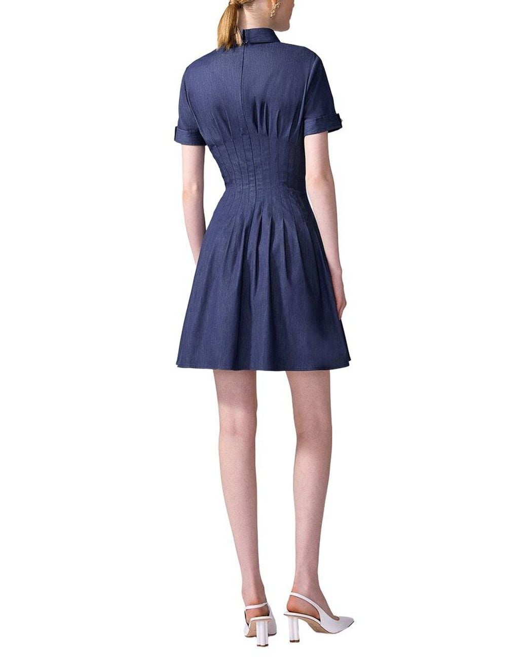 Carolina Herrera Blue Pleated Waist Mini Dress
