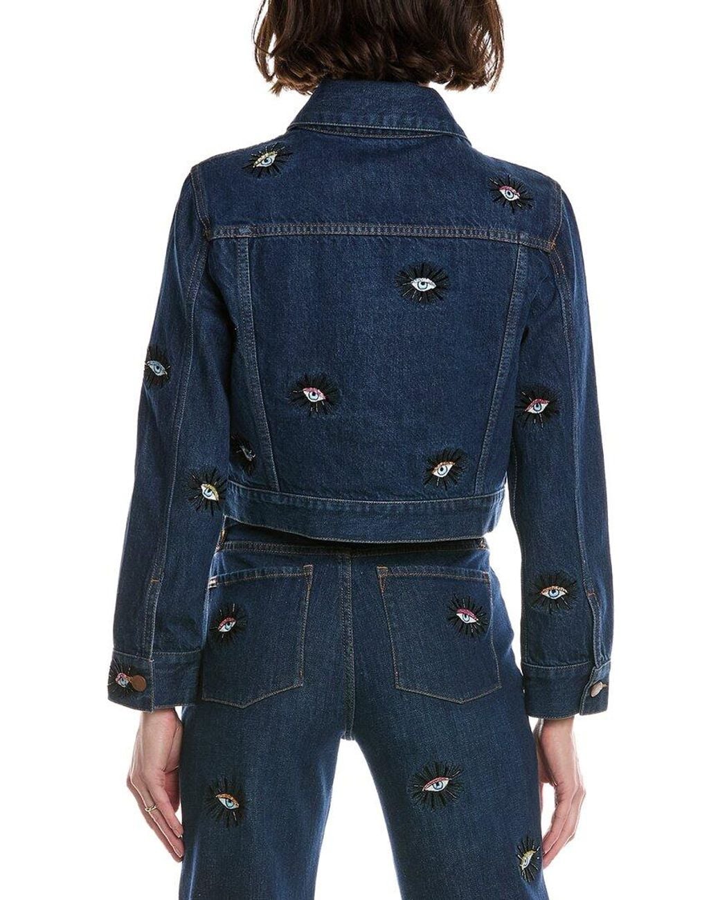 Alice + Olivia Blue Chloe Boxy Cropped Jacket