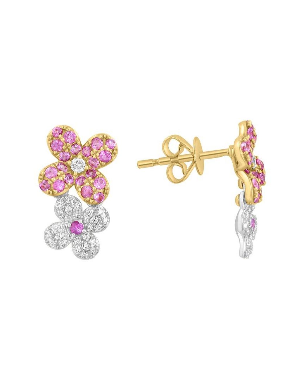 Effy Fine Jewelry White 14K 0.84 Ct. Tw. Diamond & Sapphire Earrings