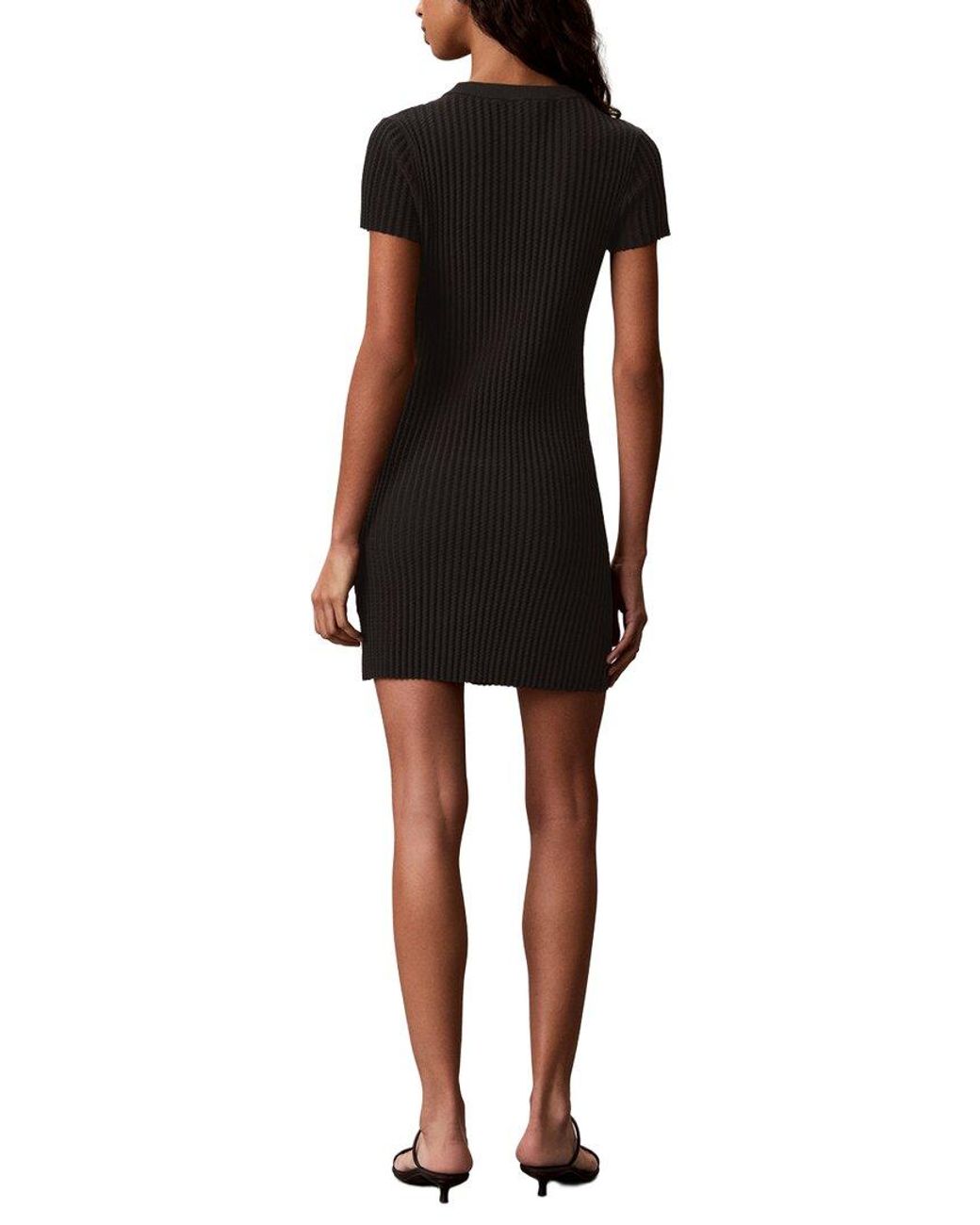 Calvin Klein Black Zigzag Rib Mini Dress